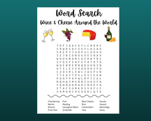 Load image into Gallery viewer, Wine &amp; Cheese Around the World | Word Search Printable Game