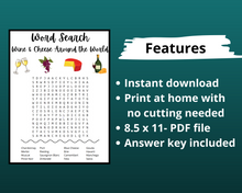 Load image into Gallery viewer, Wine &amp; Cheese Around the World | Word Search Printable Game