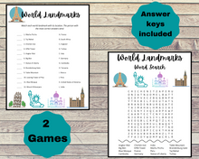Load image into Gallery viewer, World Landmarks Printable Games